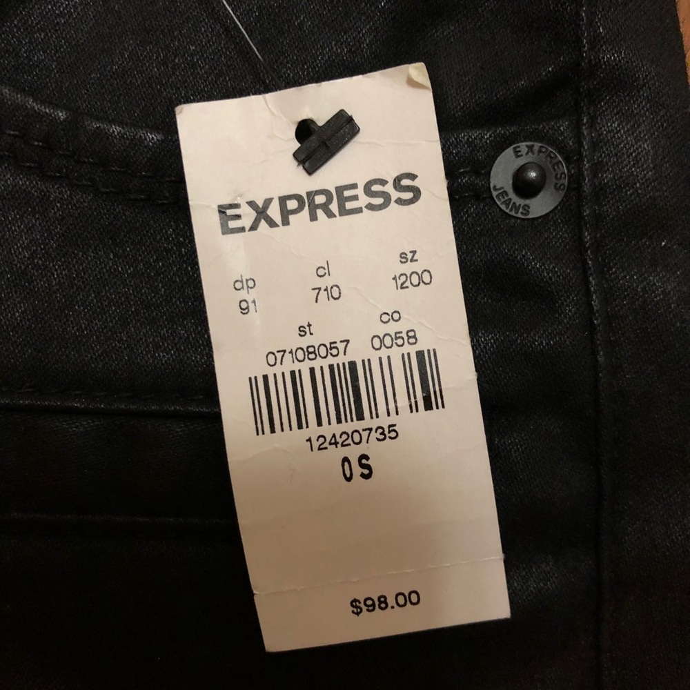 NEW Express High Rise Faux Leather Stretch Jeans - Picture 4 of 7